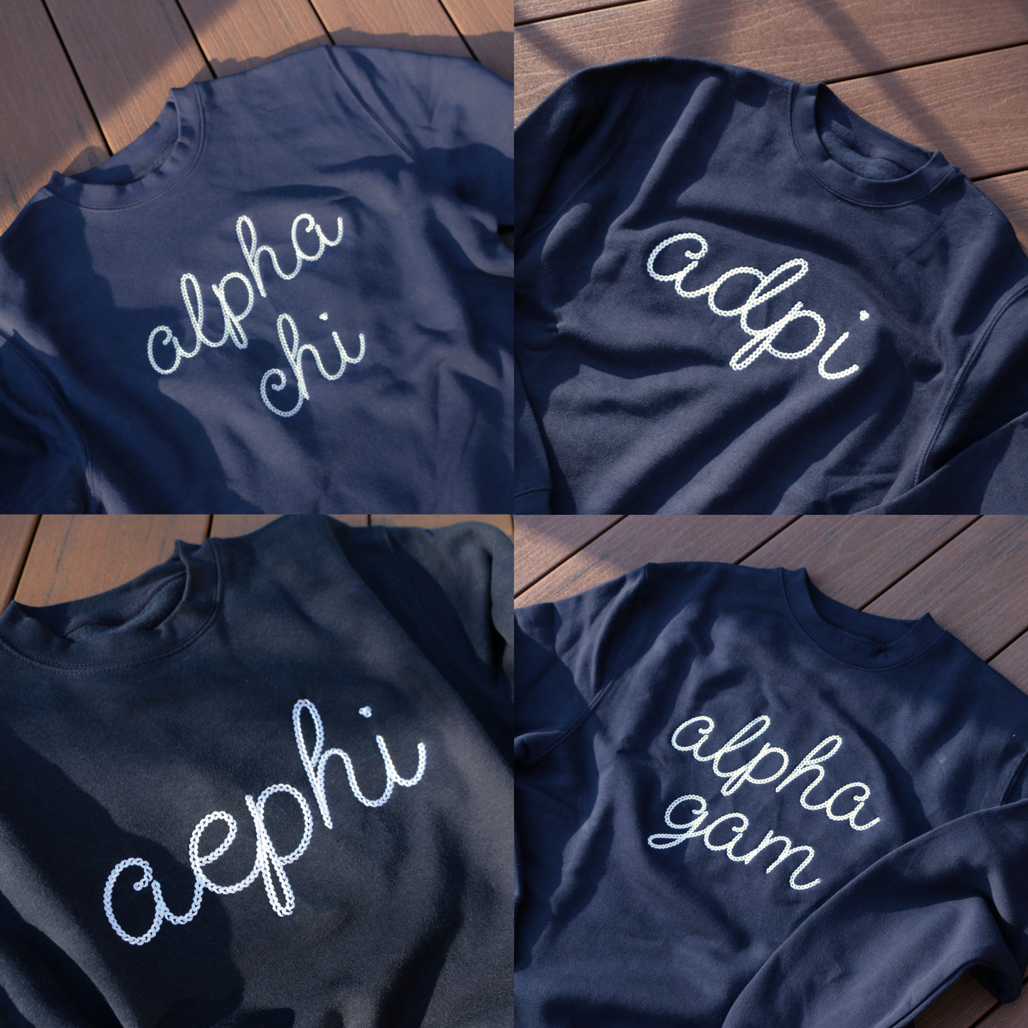 Embroidered Chain Script Crewneck