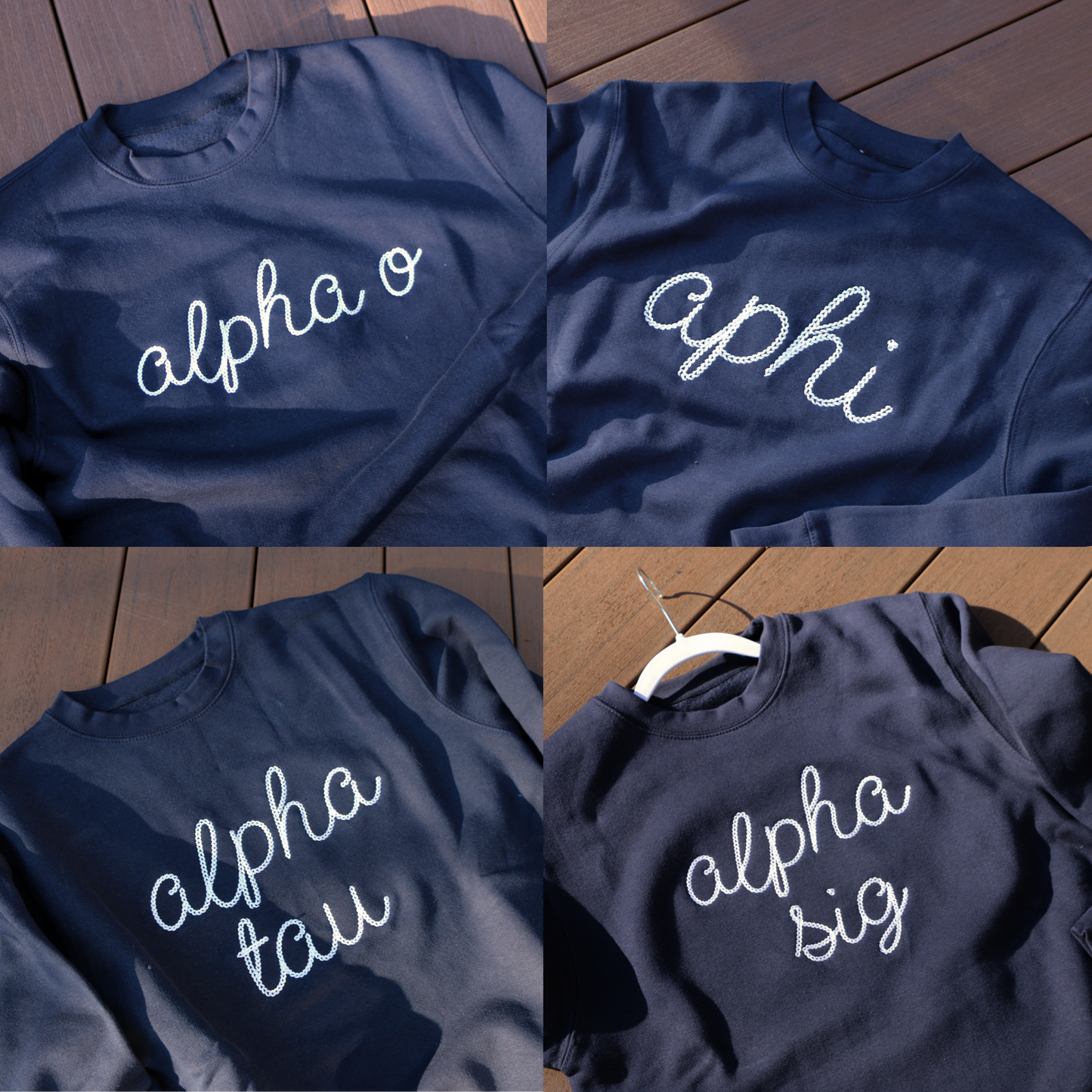 Embroidered Chain Script Crewneck