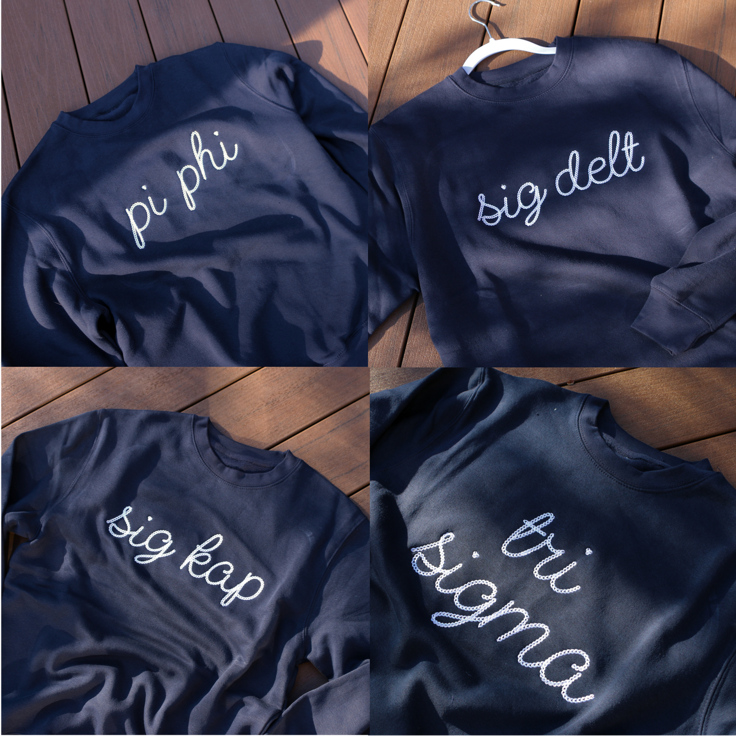 Embroidered Chain Script Crewneck