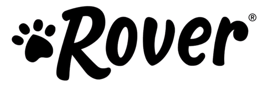Rover logo with a paw print in black