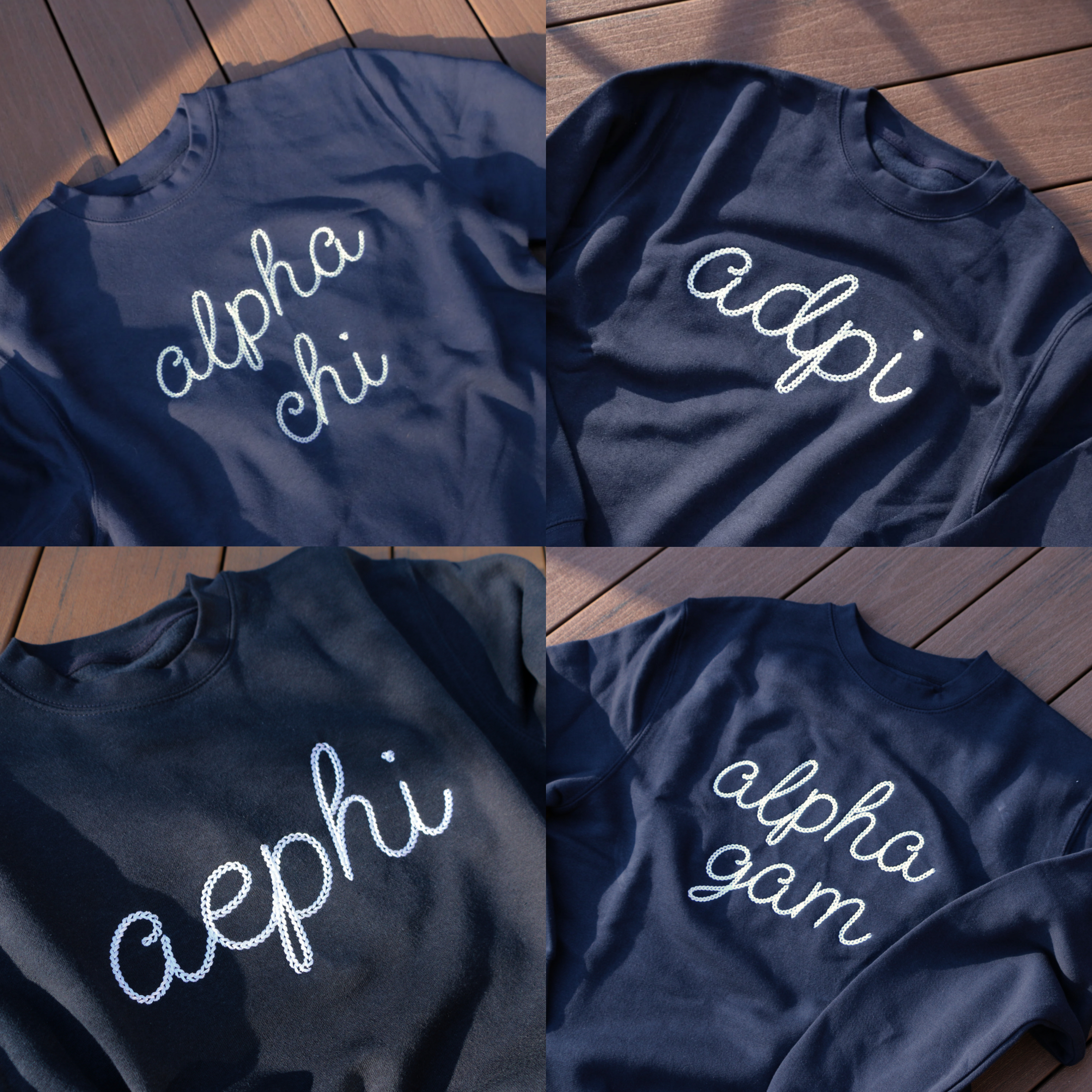 Embroidered Chain Script Crewneck