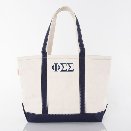 Embroidered Letters Canvas Tote Bag