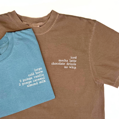 Custom Short Sleeve Tee (Coffee Order, Pet Nicknames)